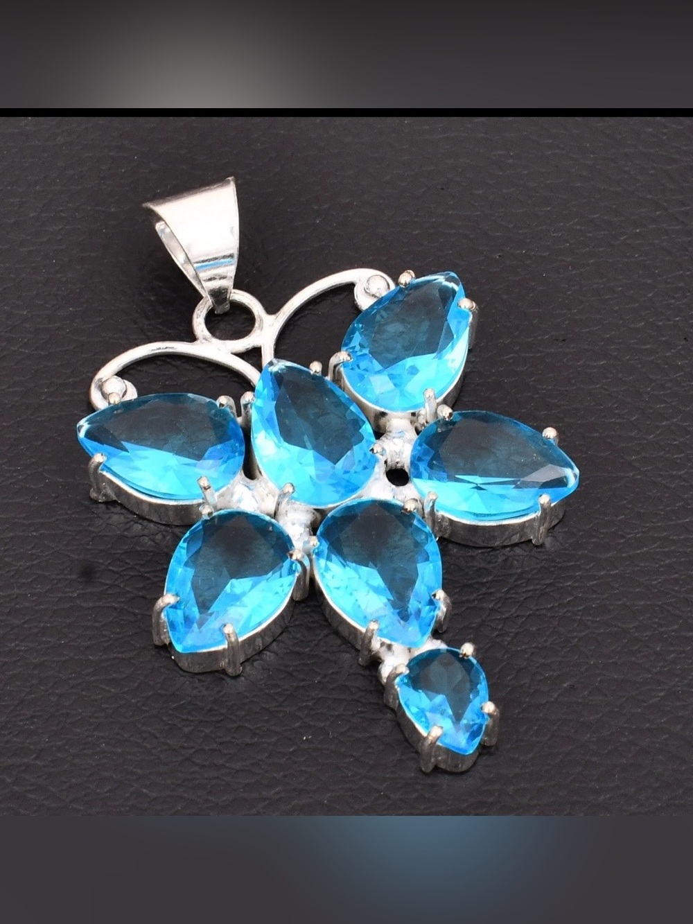 Blue Topaz Butterfly Ethnic Artisan Handmade Gemstone Necklace